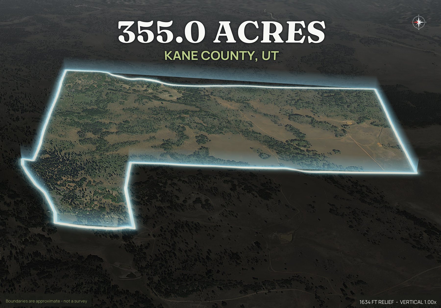 Spotlight, west of an Utah land parcel
