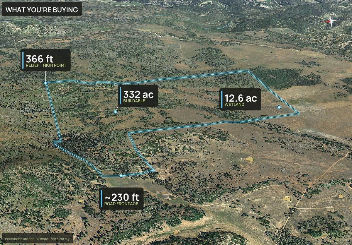 What You're Buying slide with callouts for an Utah land parcel