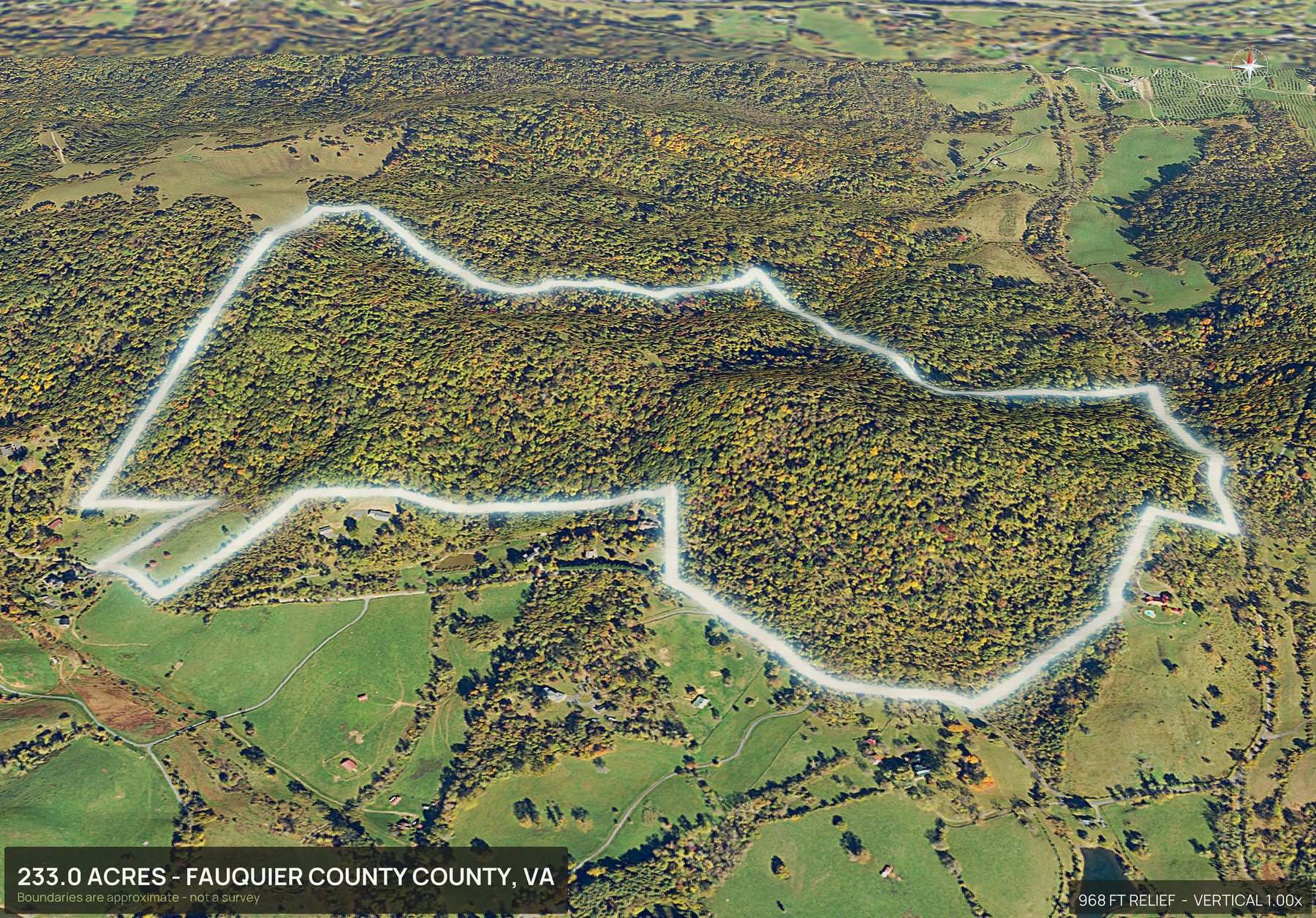 3D from the south of a Virginia land parcel