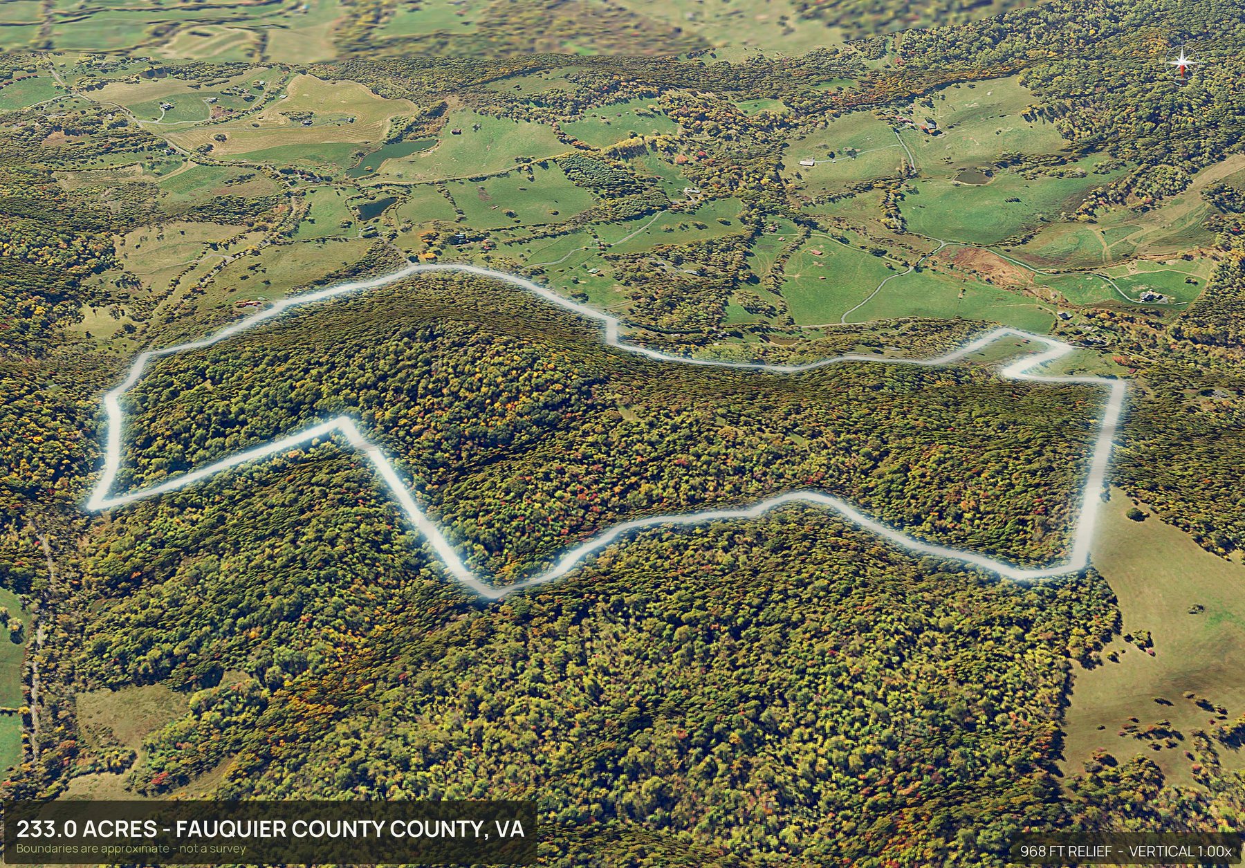 3D from the north of a Virginia land parcel