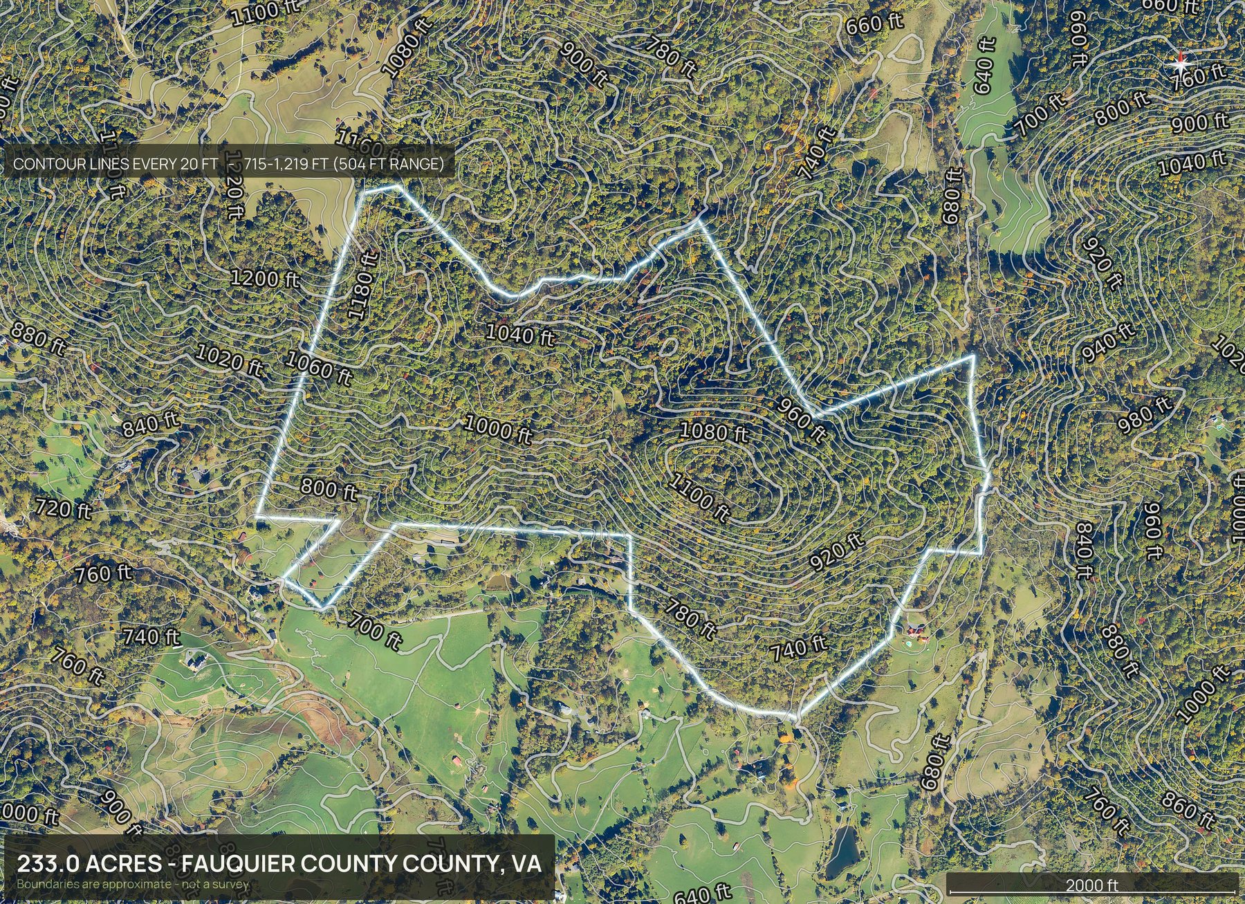 Contour map of a Virginia land parcel