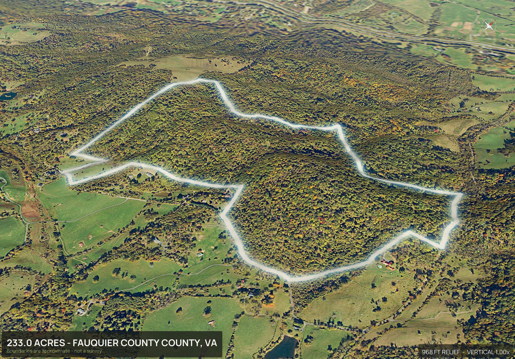 Road frontage of a Virginia land parcel