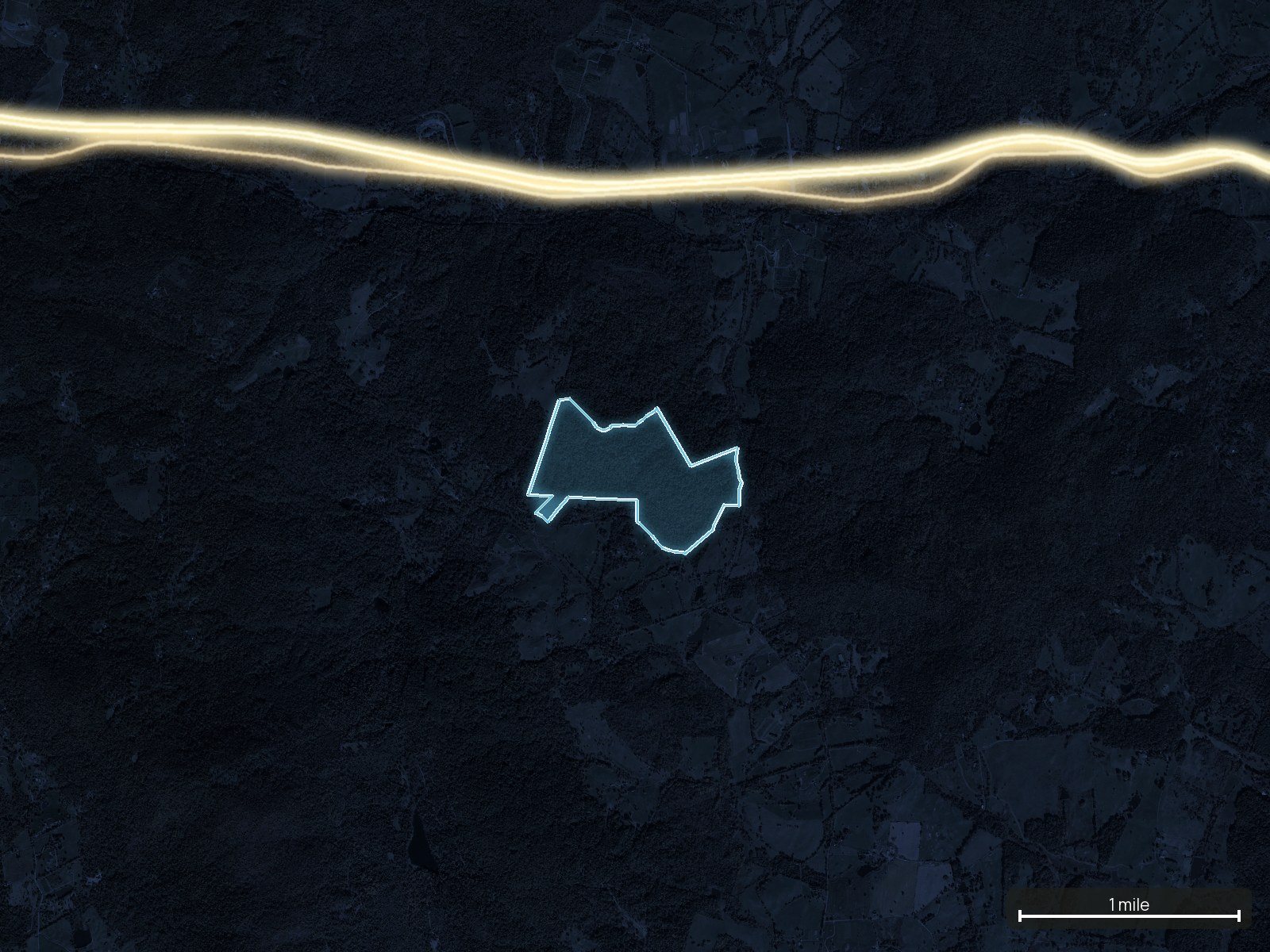 Roads at night of a Virginia land parcel