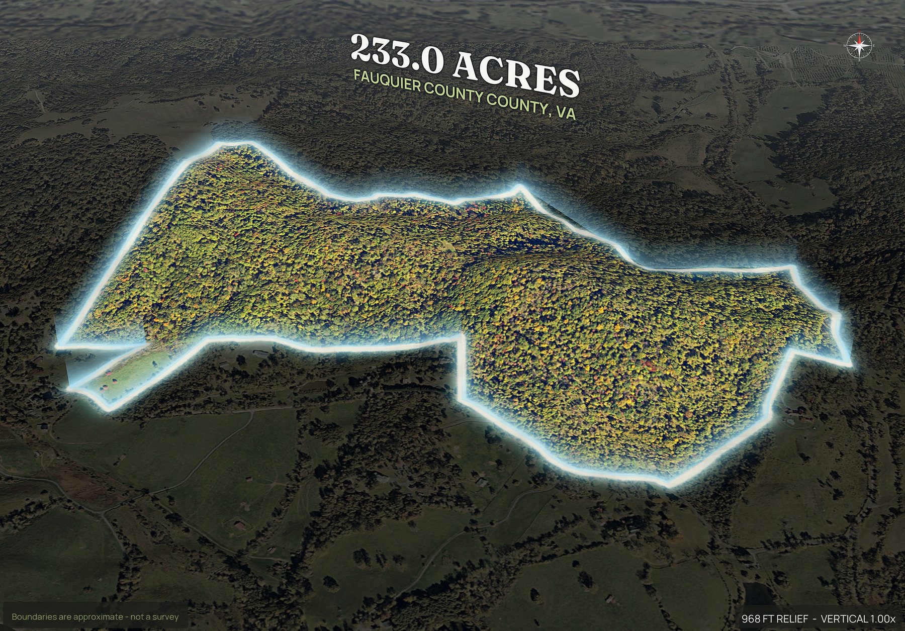 Spotlight, south of a Virginia land parcel