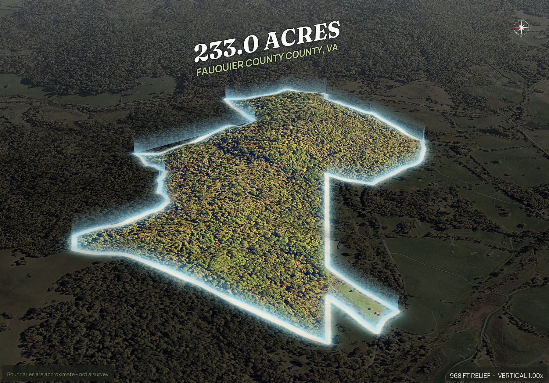 Spotlight, west of a Virginia land parcel