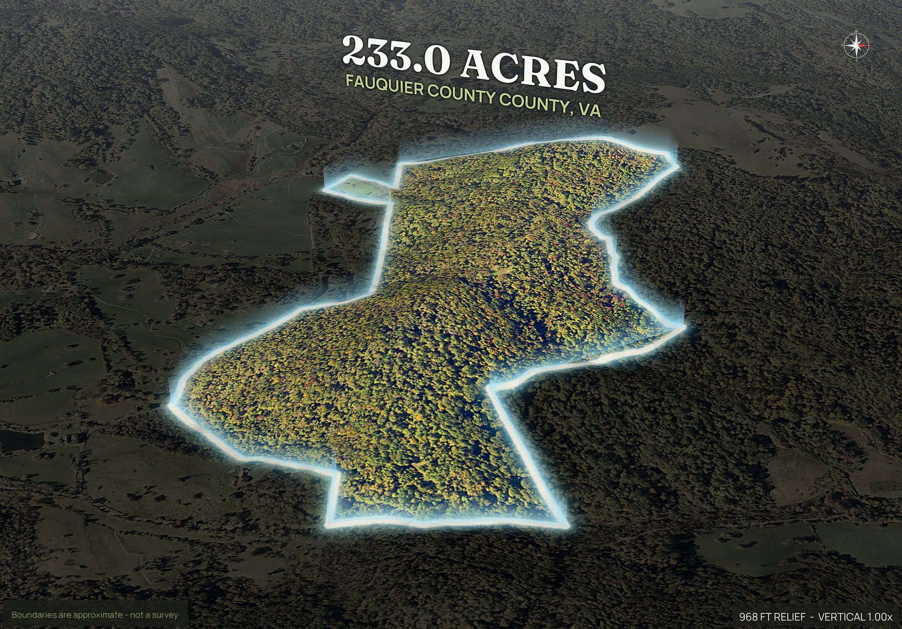 Spotlight, east of a Virginia land parcel
