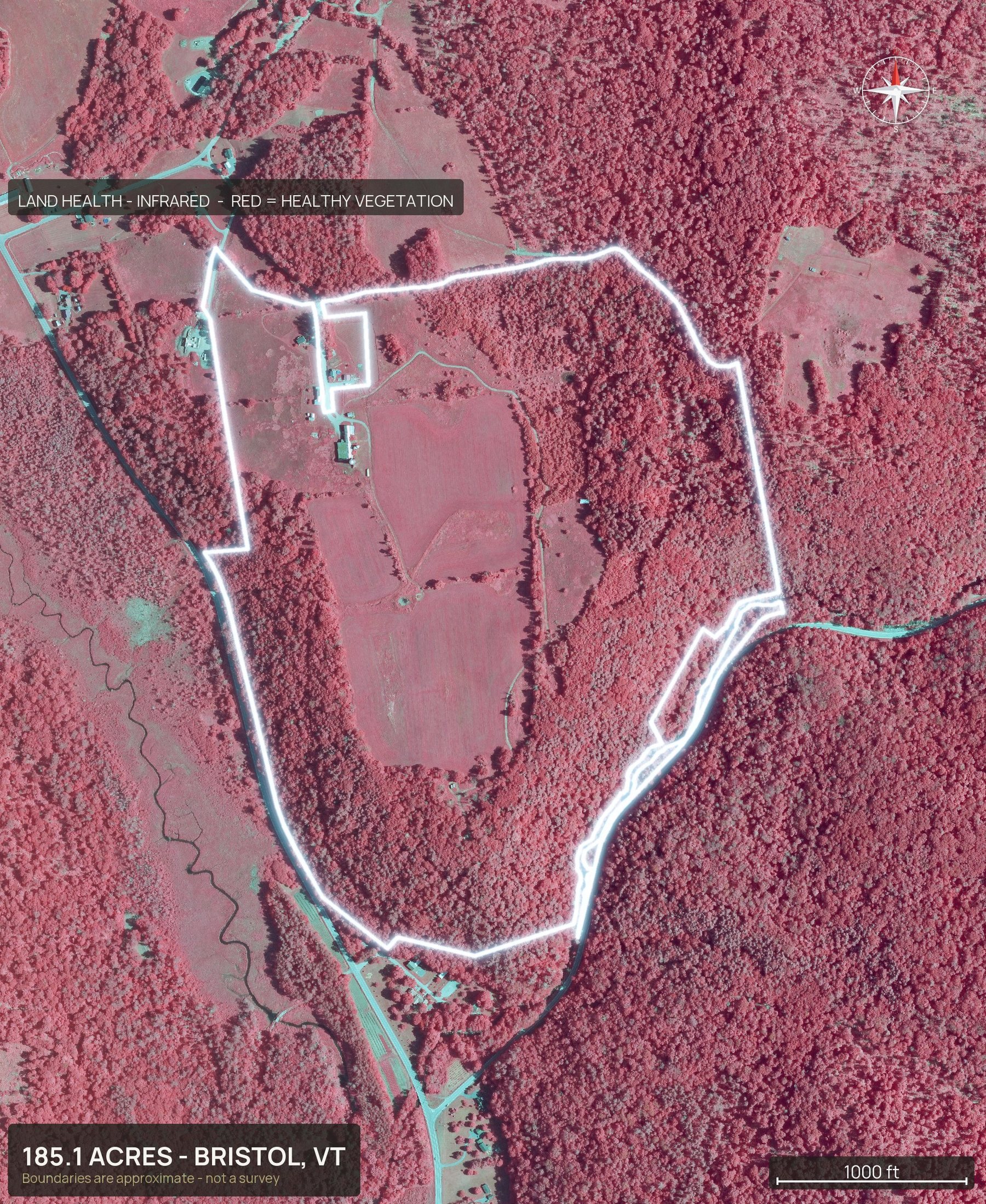 Land health, infrared of a Vermont land parcel
