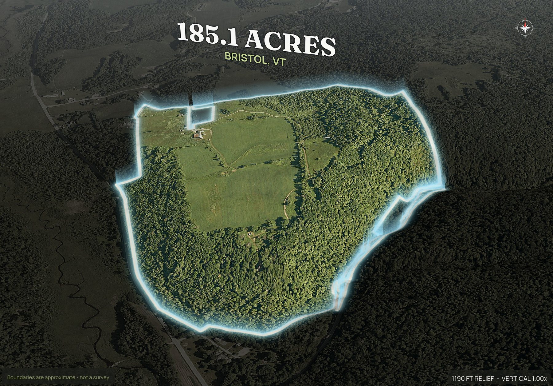 Spotlight, south of a Vermont land parcel