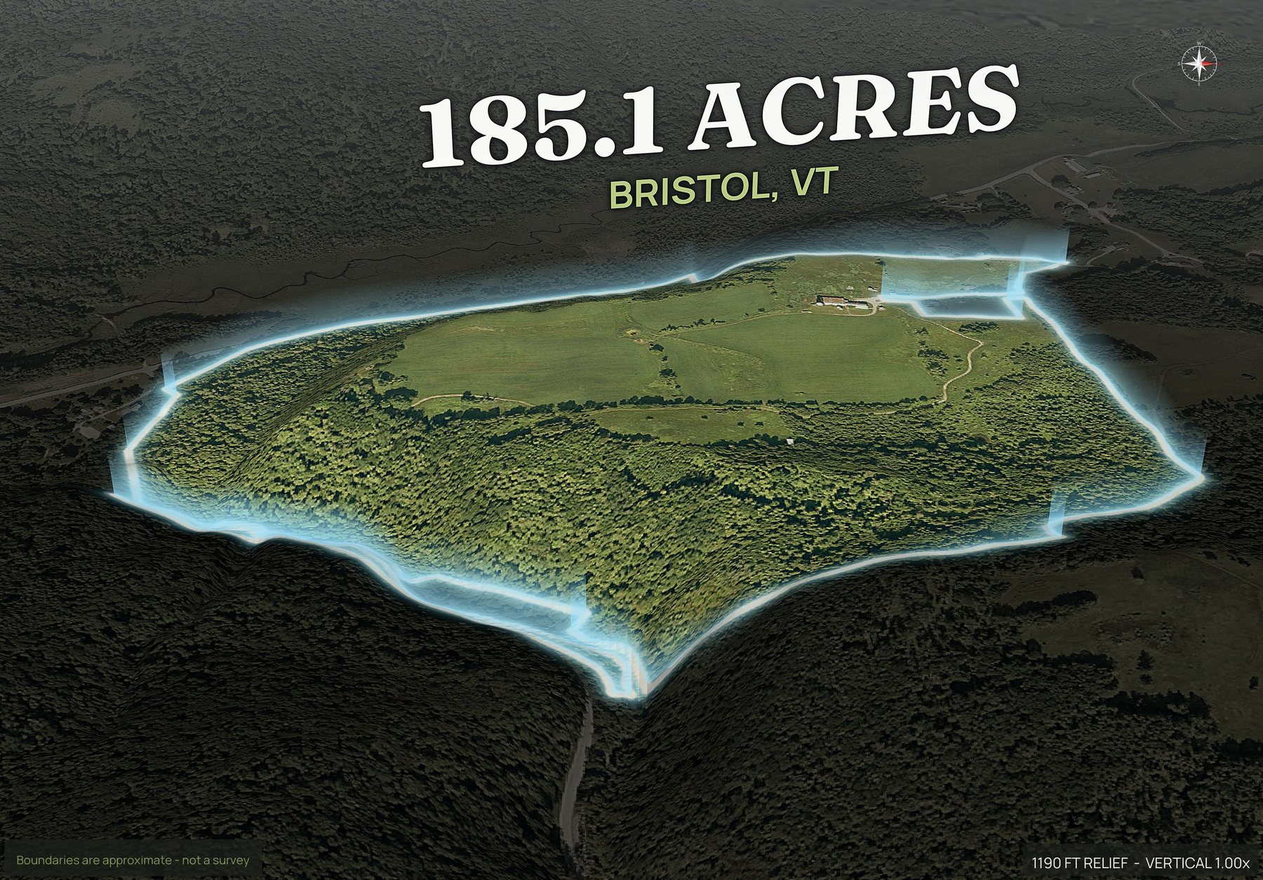 Spotlight, east of a Vermont land parcel