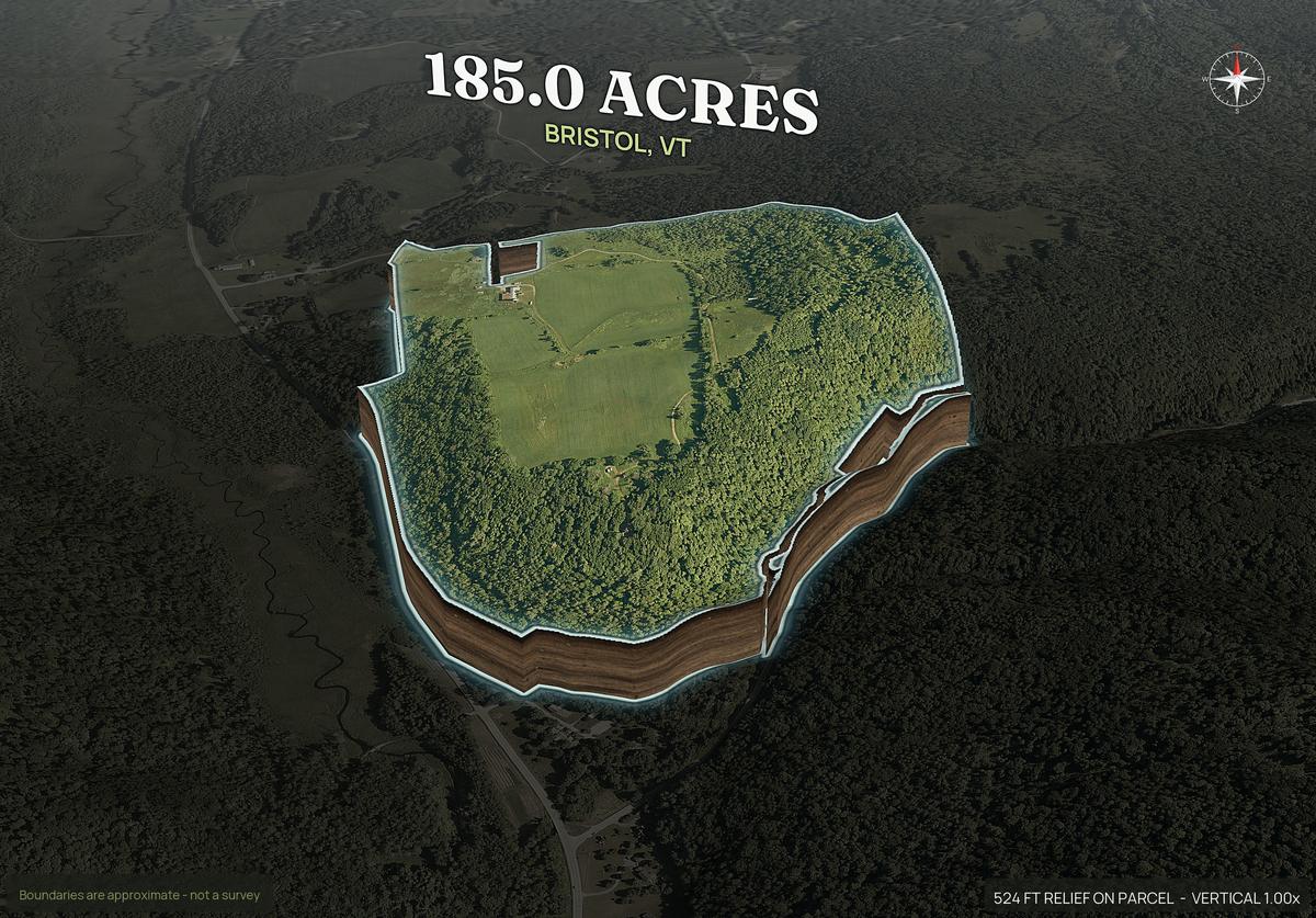 Pop-out of a Vermont land parcel lifted out of the ground with dirt walls