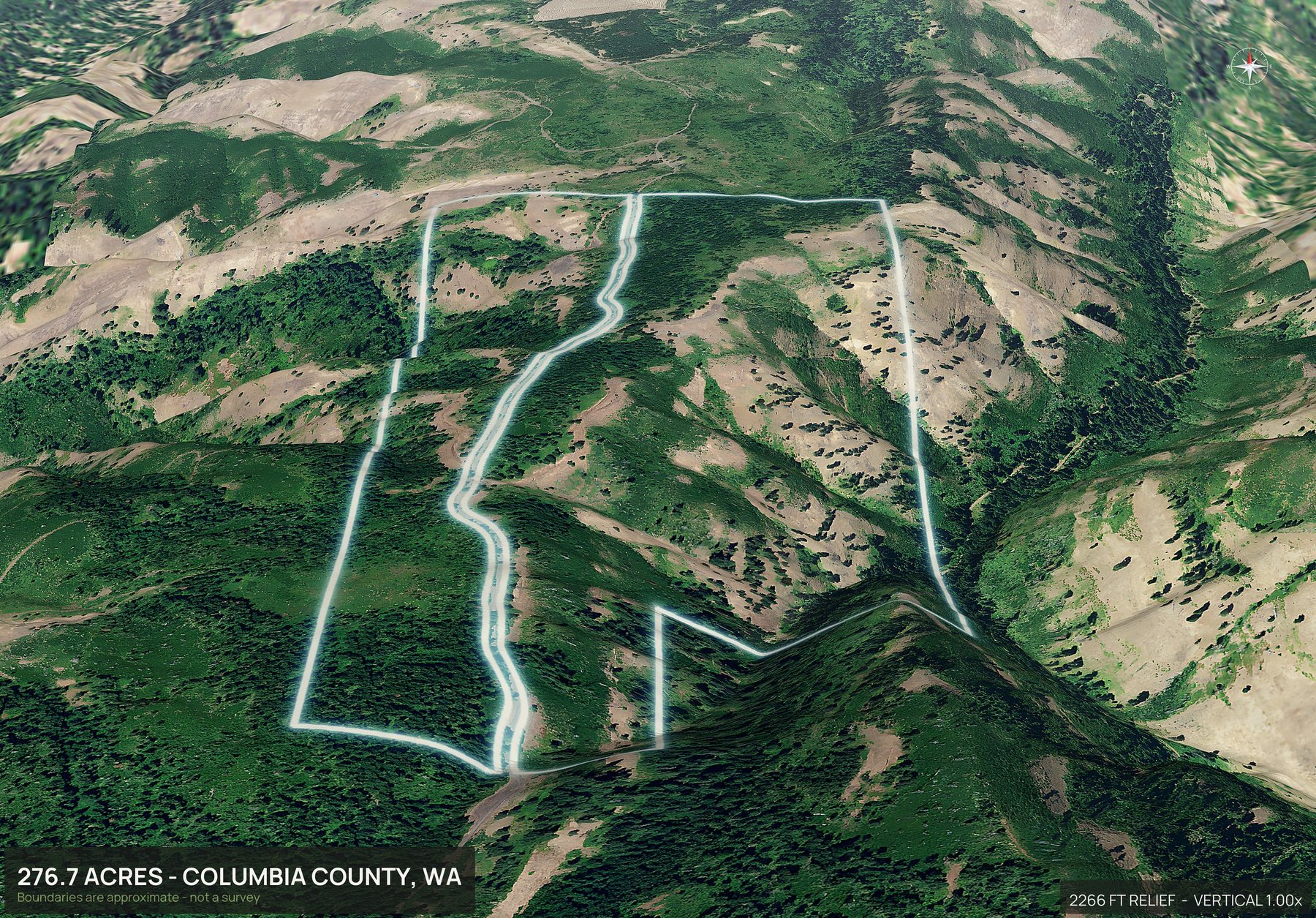 3D from the south of a Washington land parcel