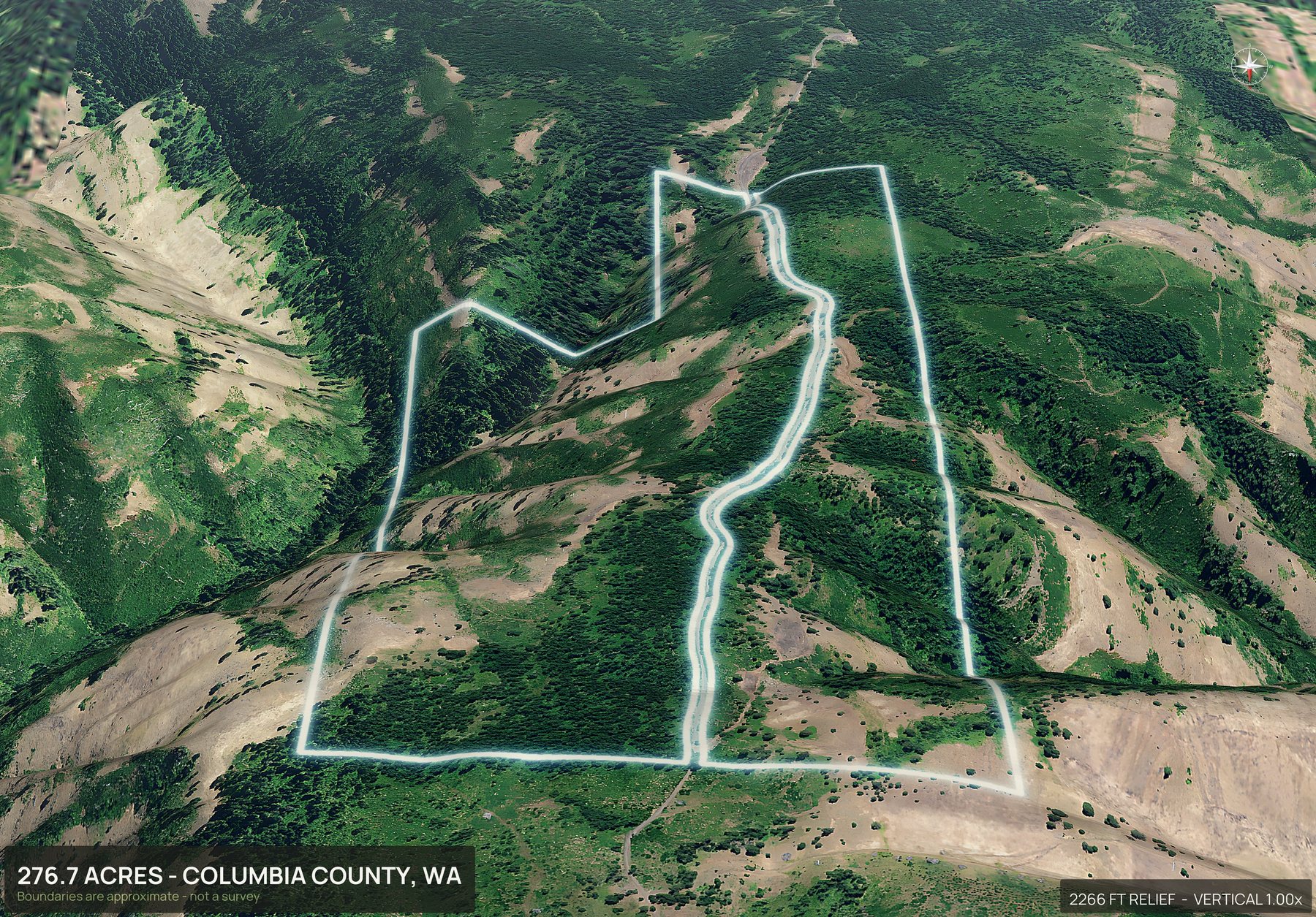 3D from the north of a Washington land parcel