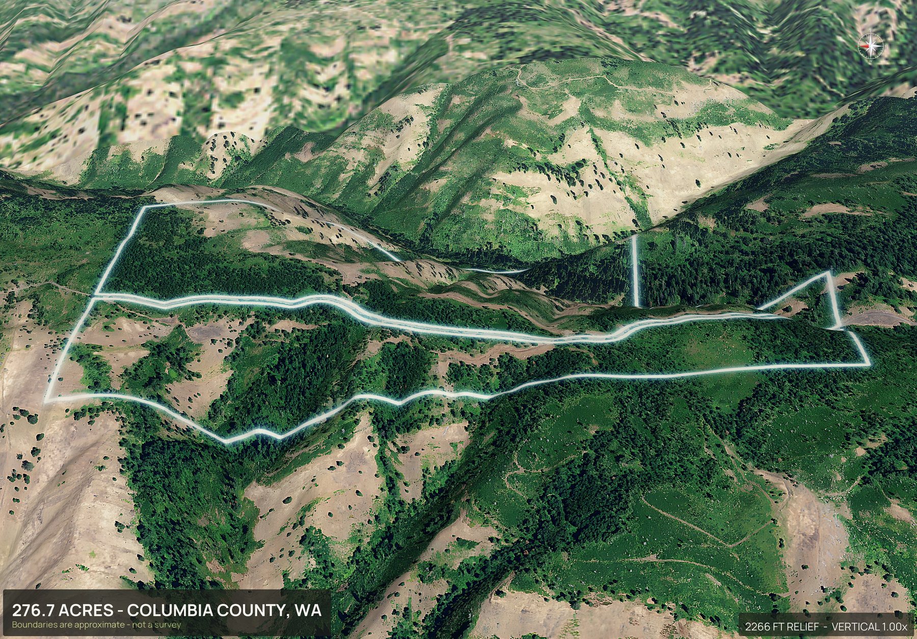3D from the west of a Washington land parcel