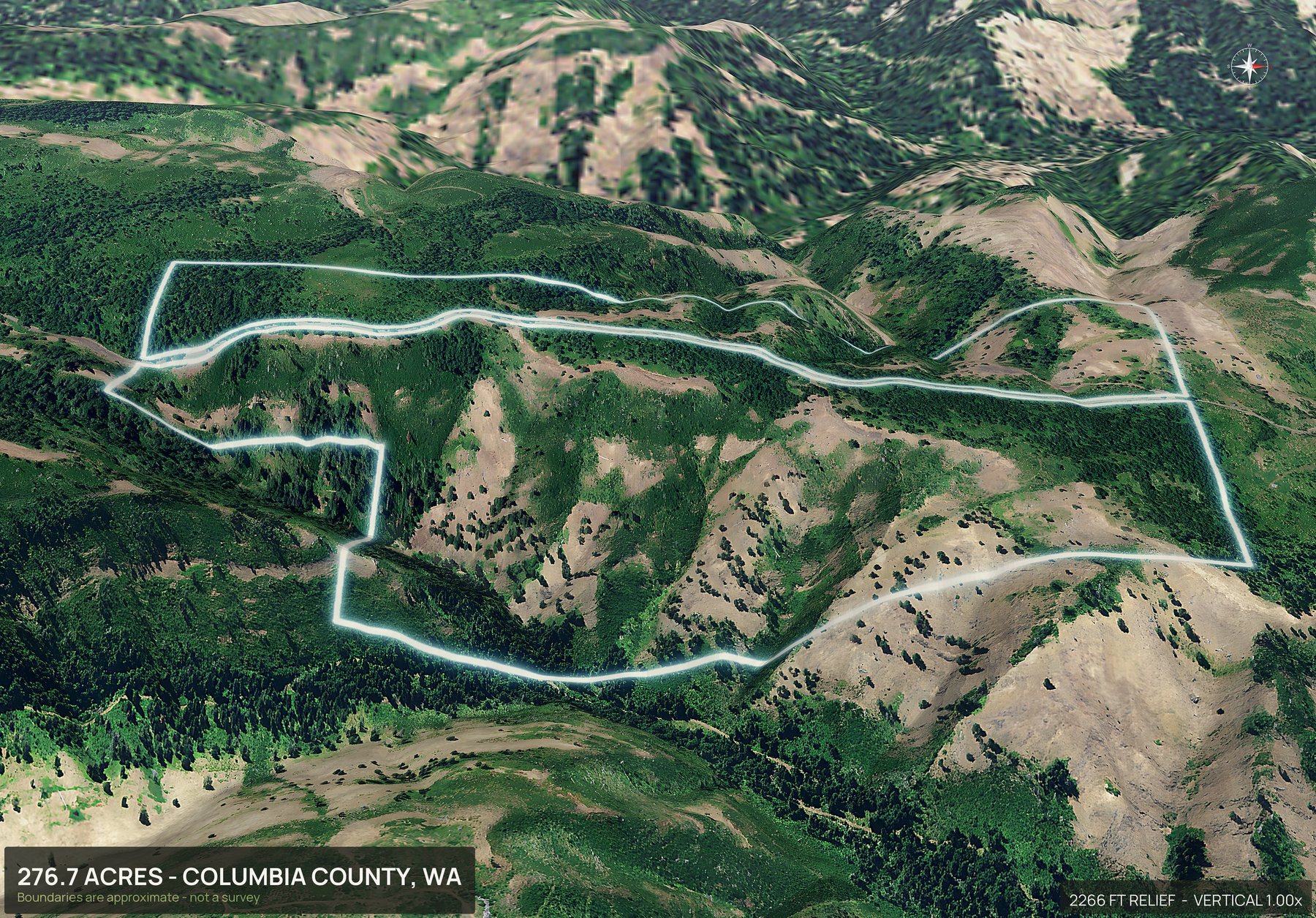 3D from the east of a Washington land parcel