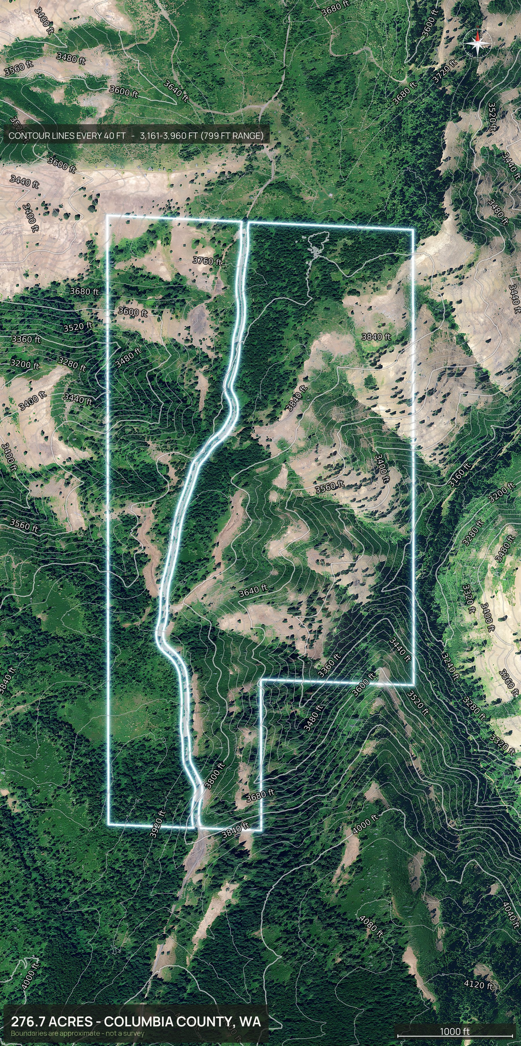 Contour map of a Washington land parcel