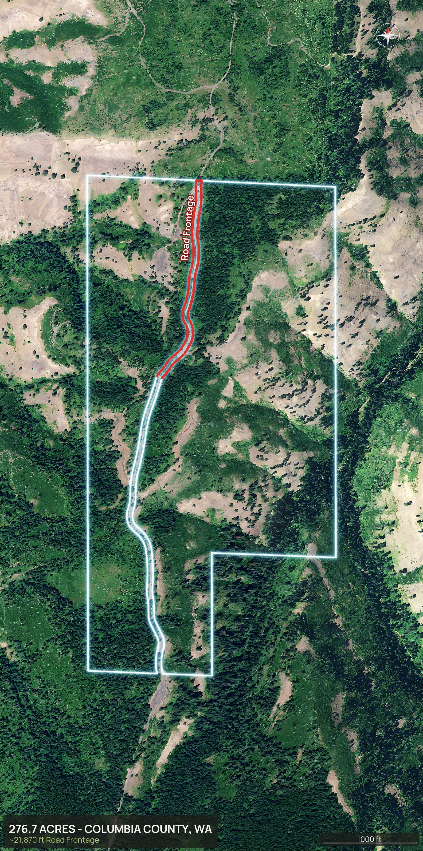Access and frontage marked of a Washington land parcel