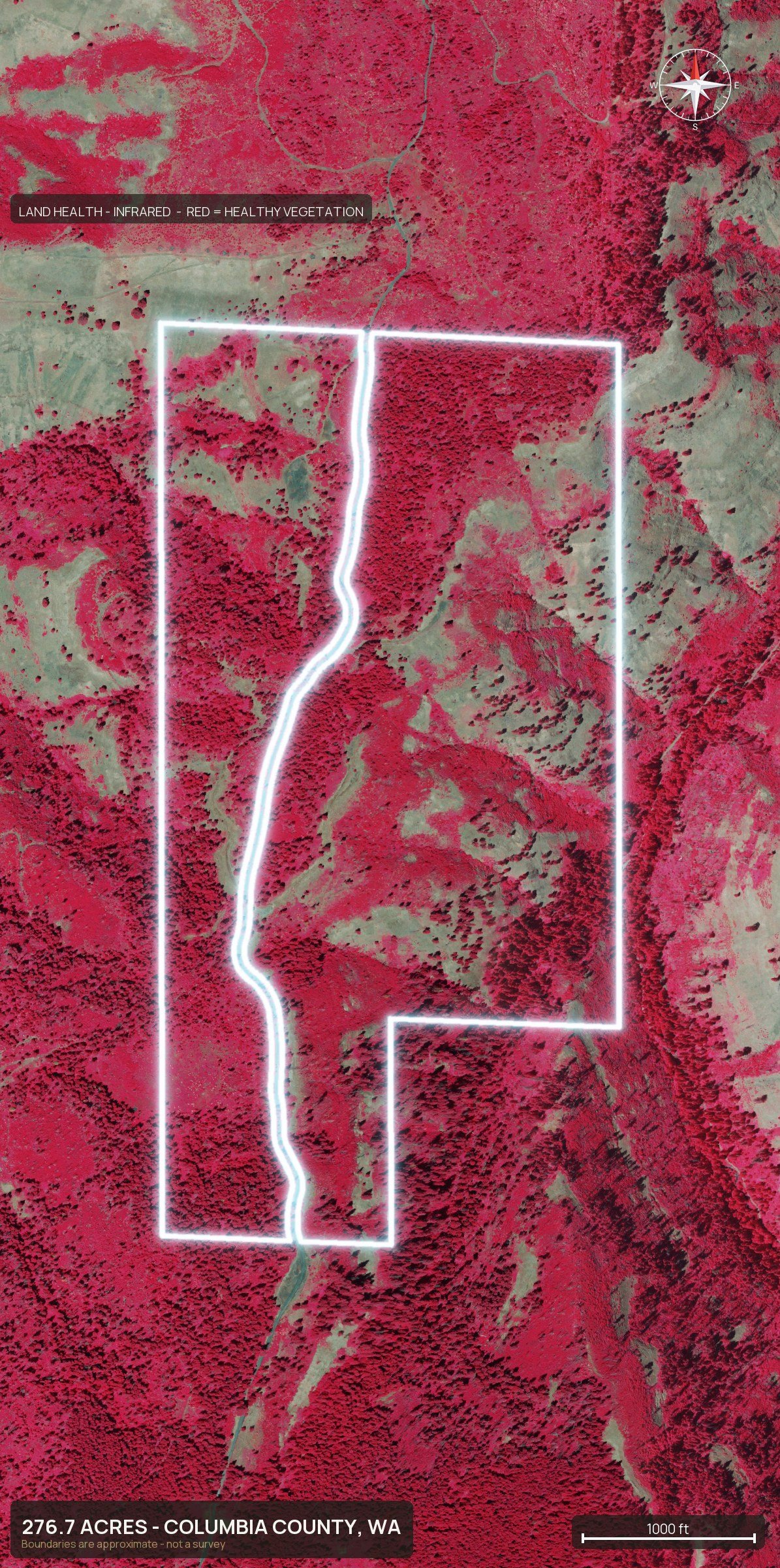 Land health, infrared of a Washington land parcel