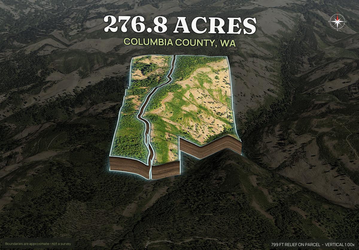 Pop-out of a Washington land parcel lifted out of the ground with dirt walls