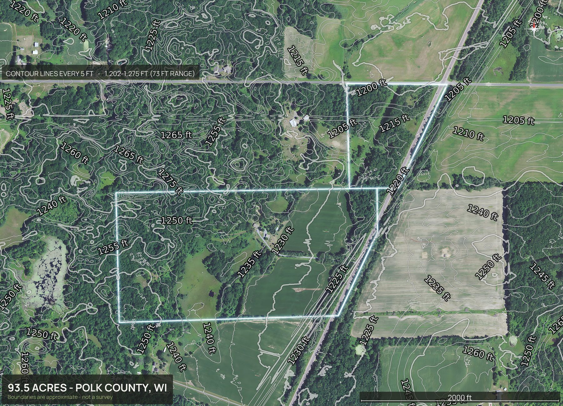 Contour map of a Wisconsin land parcel