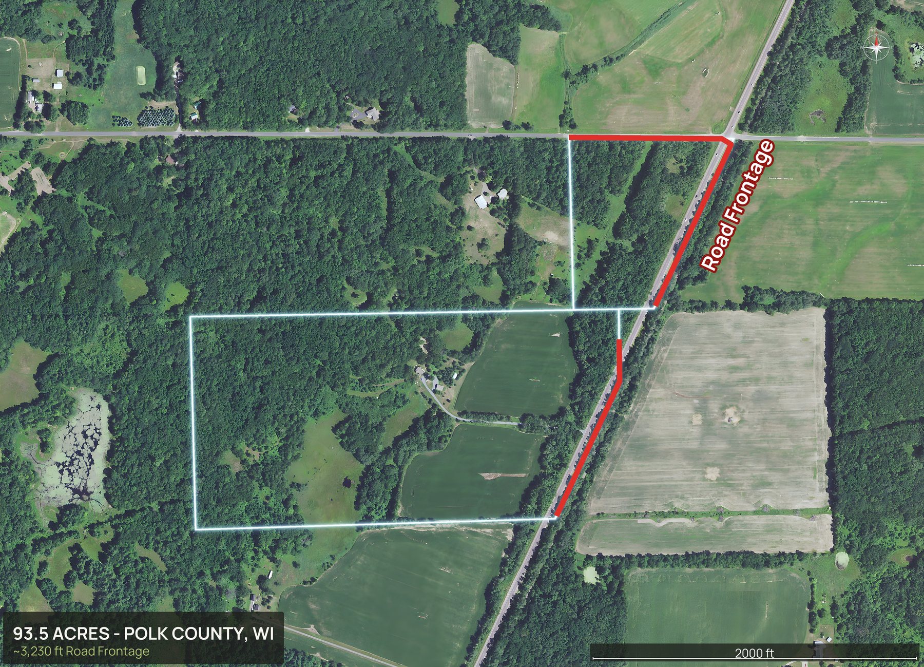 Access and frontage marked of a Wisconsin land parcel
