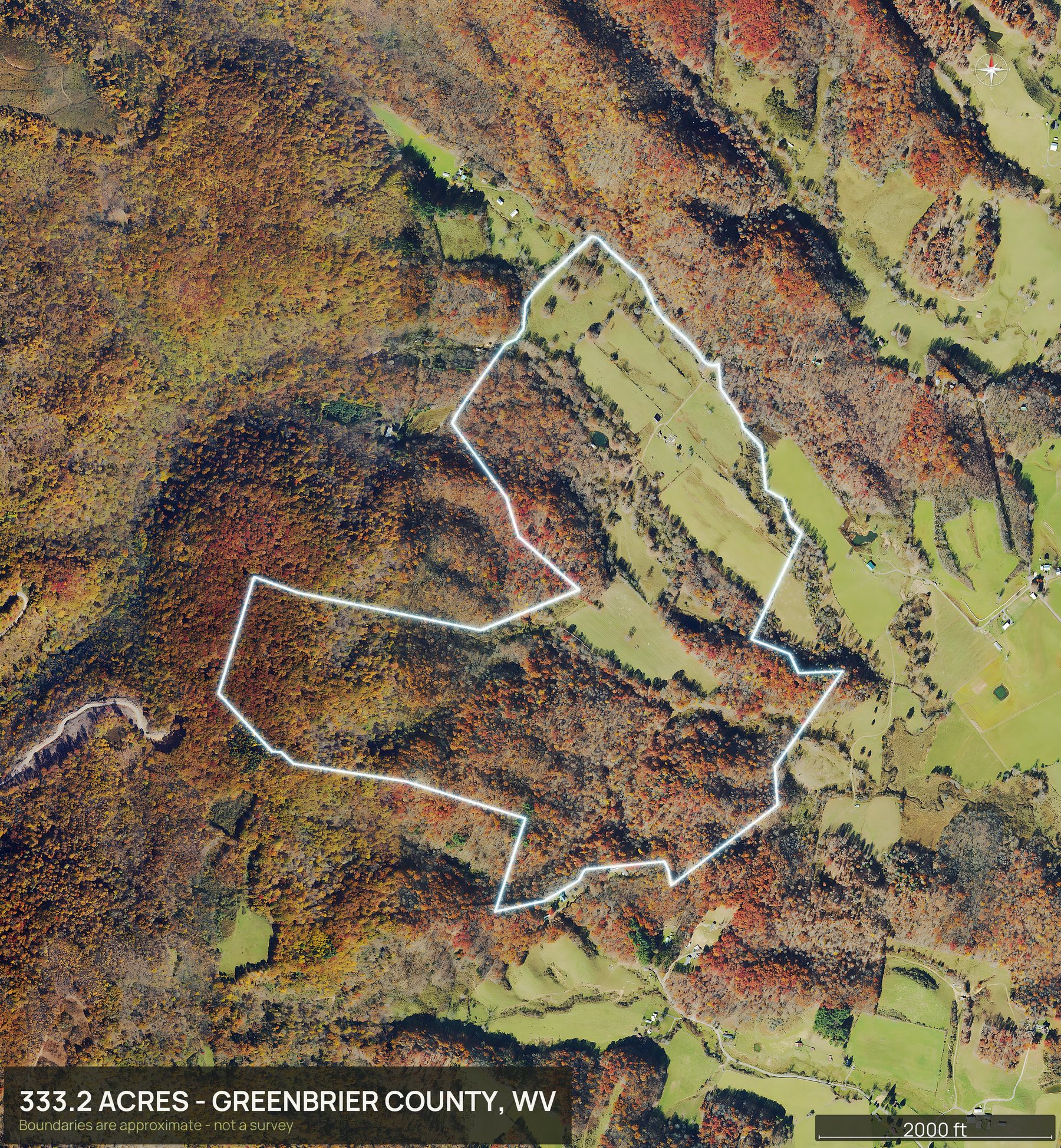 Boundary top-down of a West Virginia land parcel