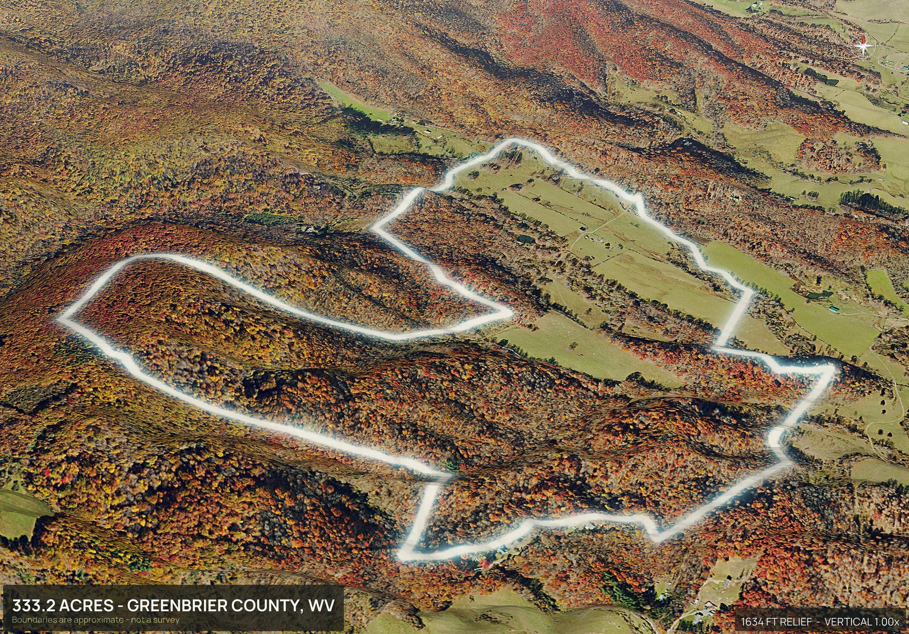 3D from the south of a West Virginia land parcel