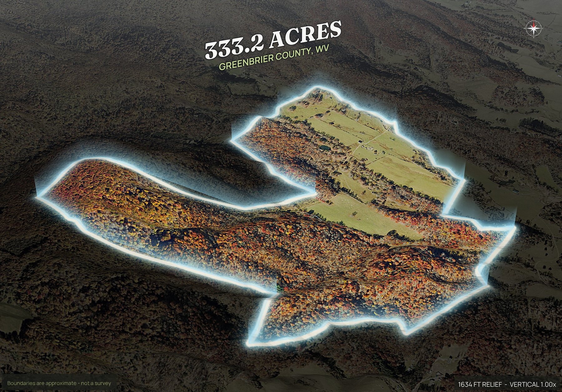 Spotlight, south of a West Virginia land parcel
