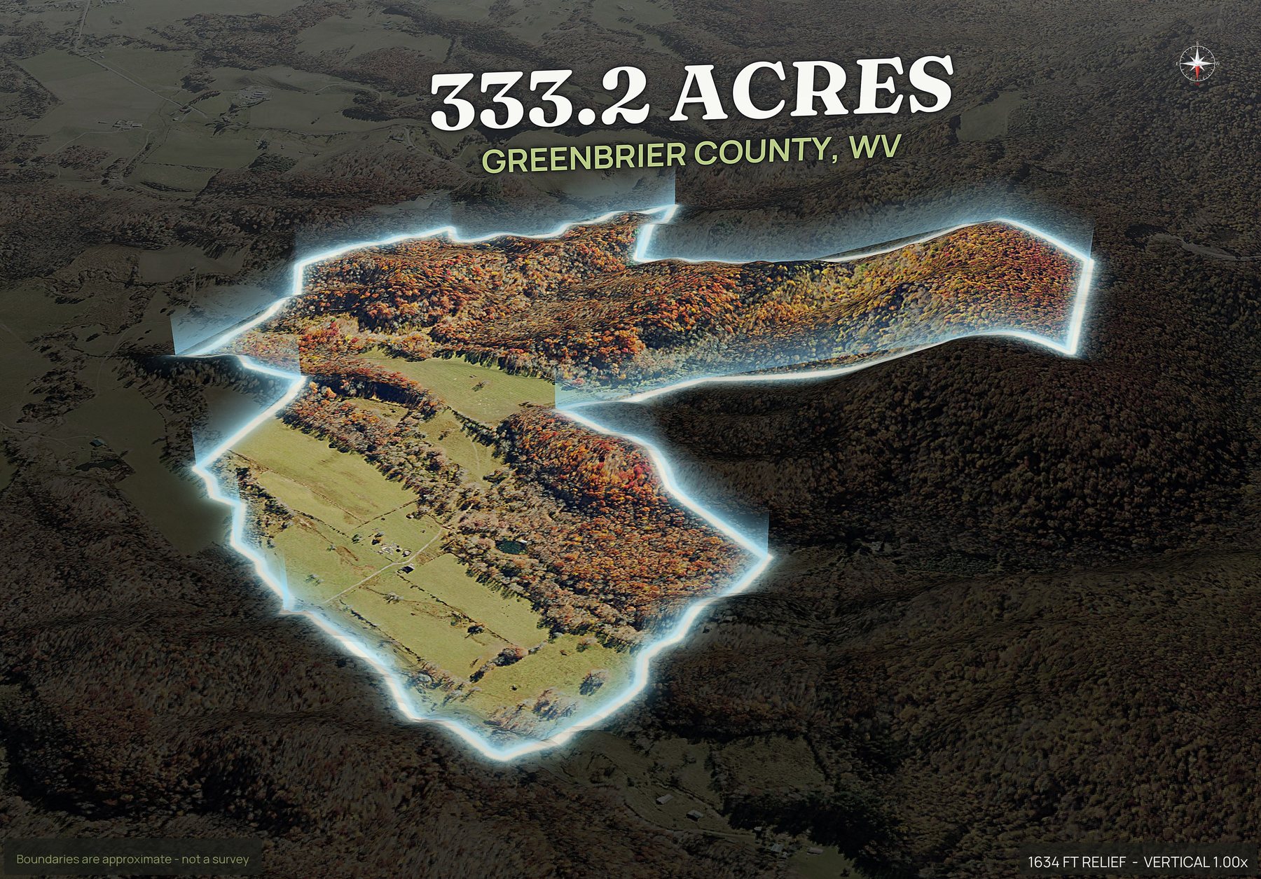 Spotlight, north of a West Virginia land parcel