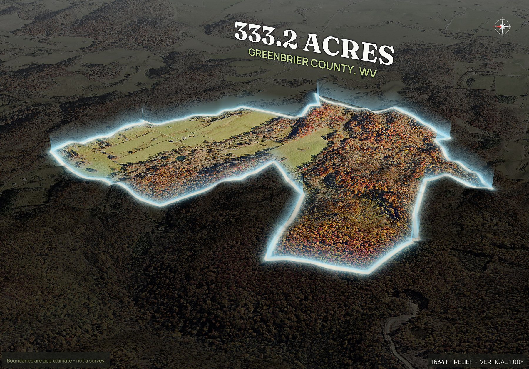 Spotlight, west of a West Virginia land parcel