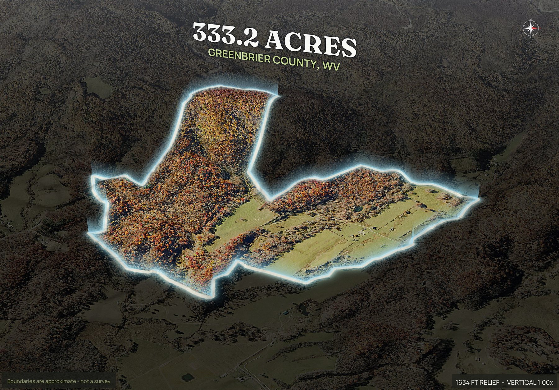 Spotlight, east of a West Virginia land parcel