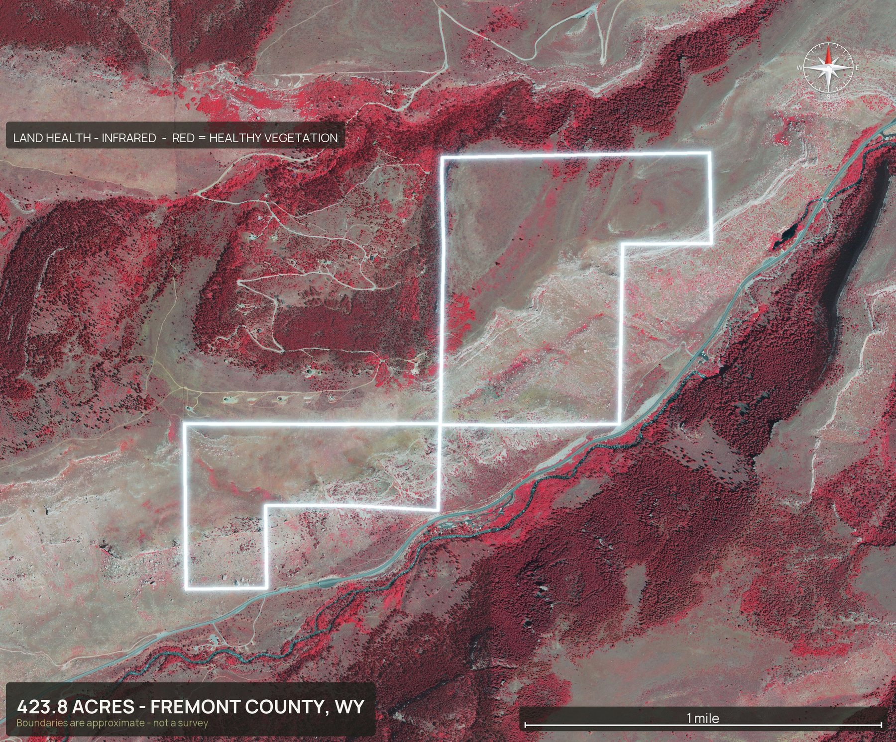Land health, infrared of a Wyoming land parcel