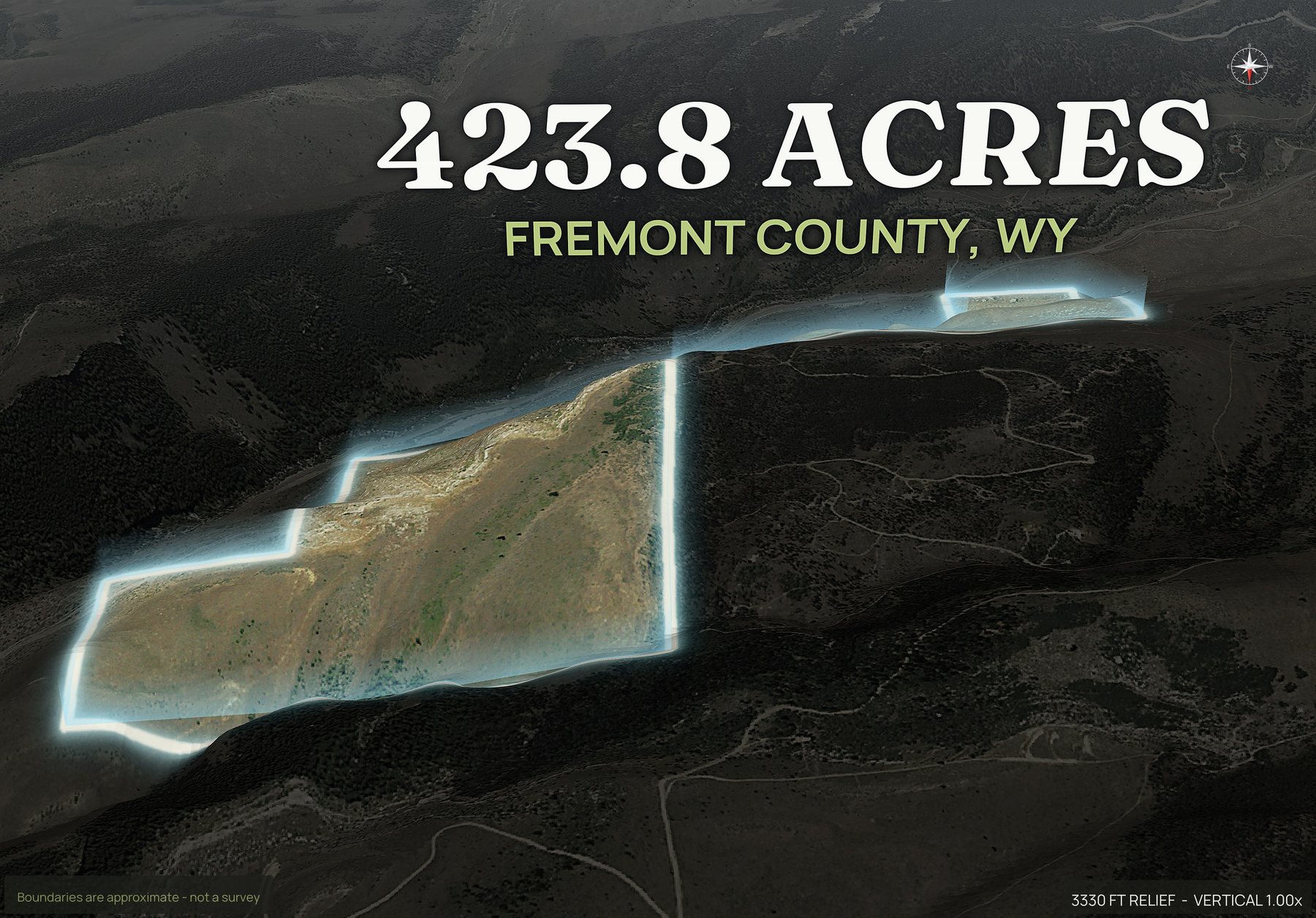 Spotlight, north of a Wyoming land parcel