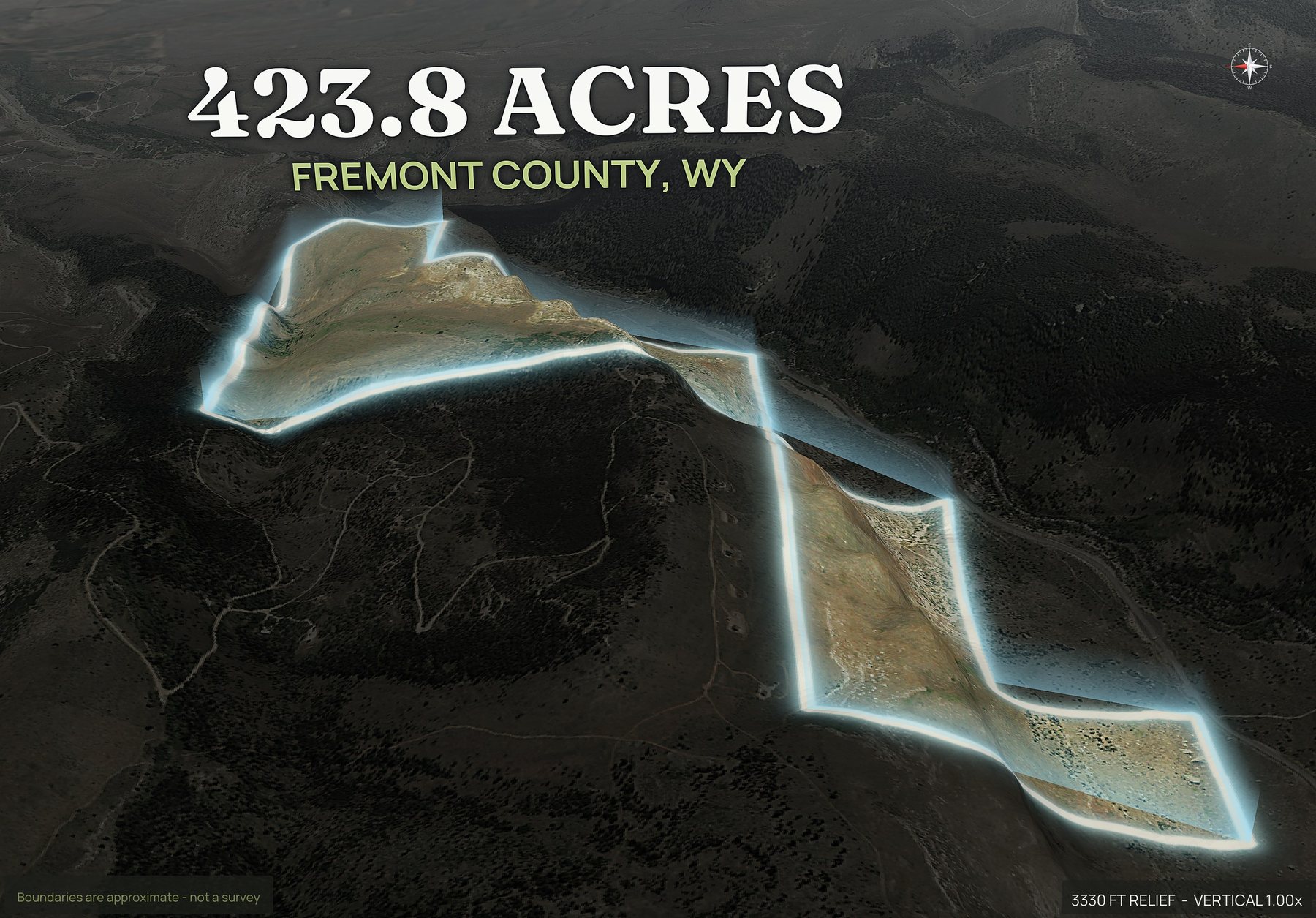 Spotlight, west of a Wyoming land parcel