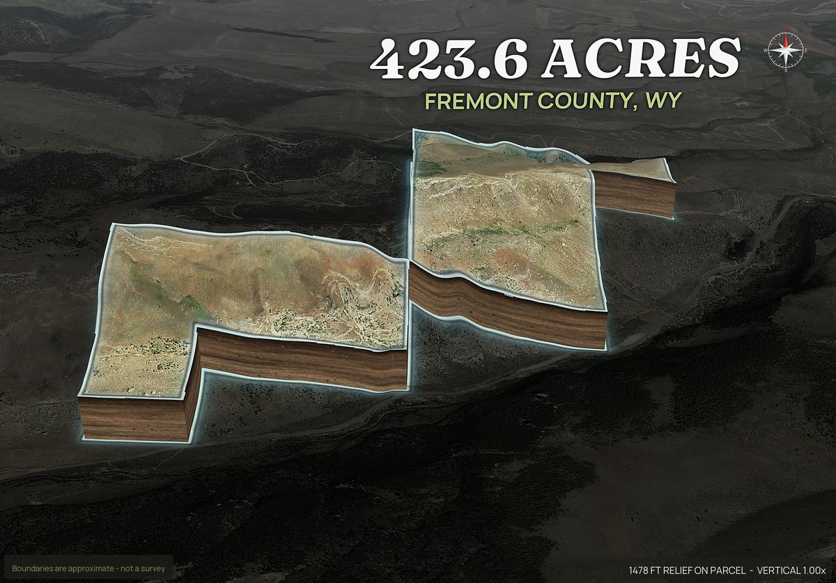 Pop-out of a Wyoming land parcel lifted out of the ground with dirt walls