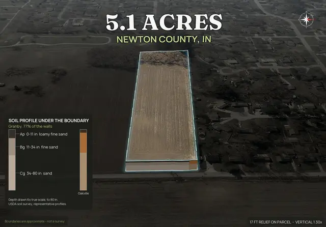 Lot 1 of the Newton County subdivision, 5.07 acres, pop-out from its own Dirt Flight pack